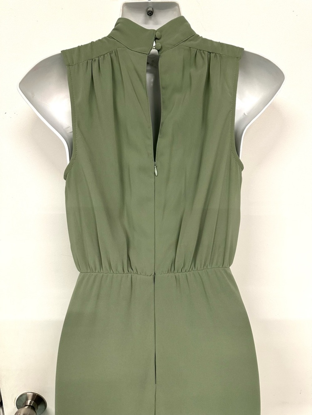 Lulus Classic Elegance Sage Chiffon Sleeveless Mock Neck Maxi Dress Small - Picture 7 of 15